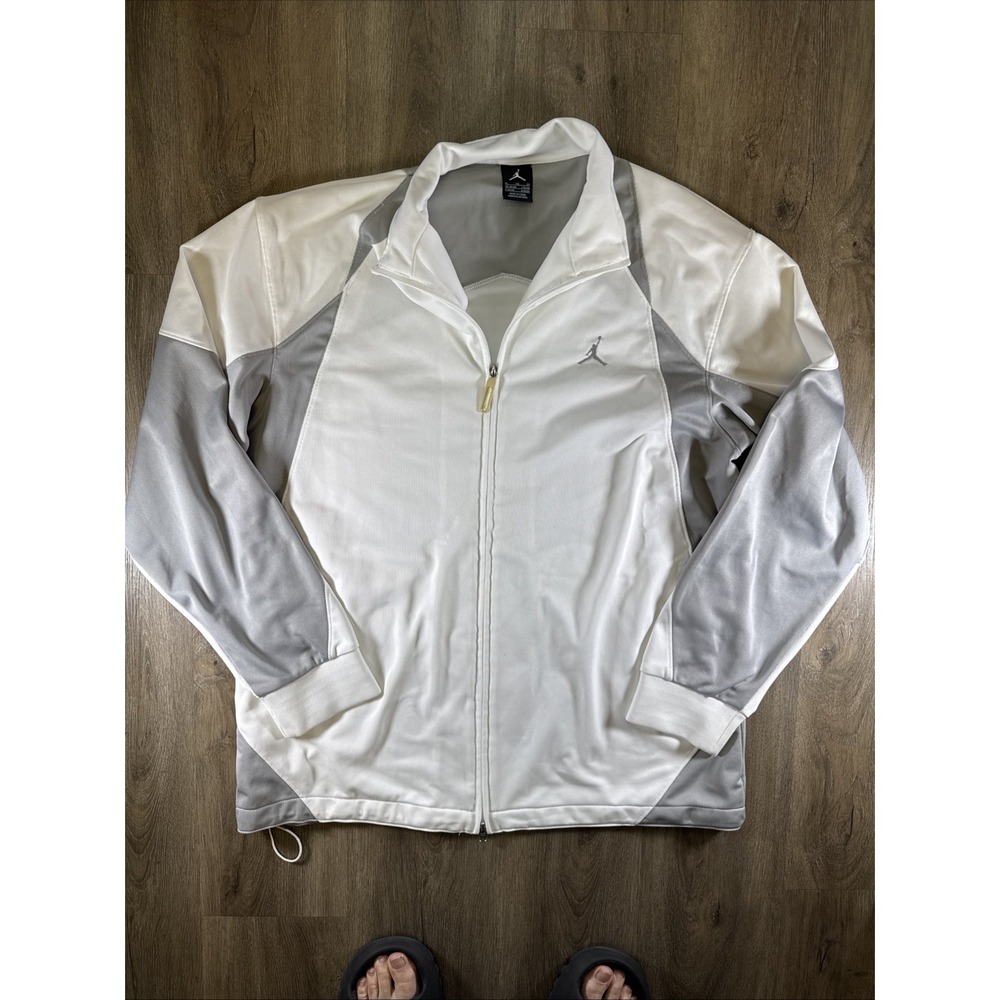 Nike Air Jordan Jumpman White Gray Track Jacket Men's XL Full Zip Vintage Y2K